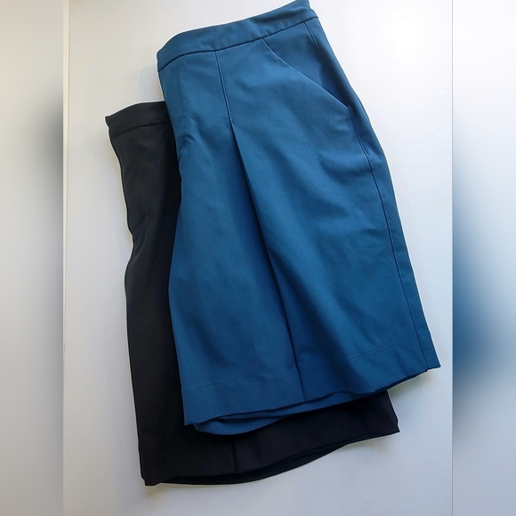 Lululemon Long Story Shorts Reflective Relaxed Bermuda Black, Poseidon Blue Sz 8 - Picture 7 of 8